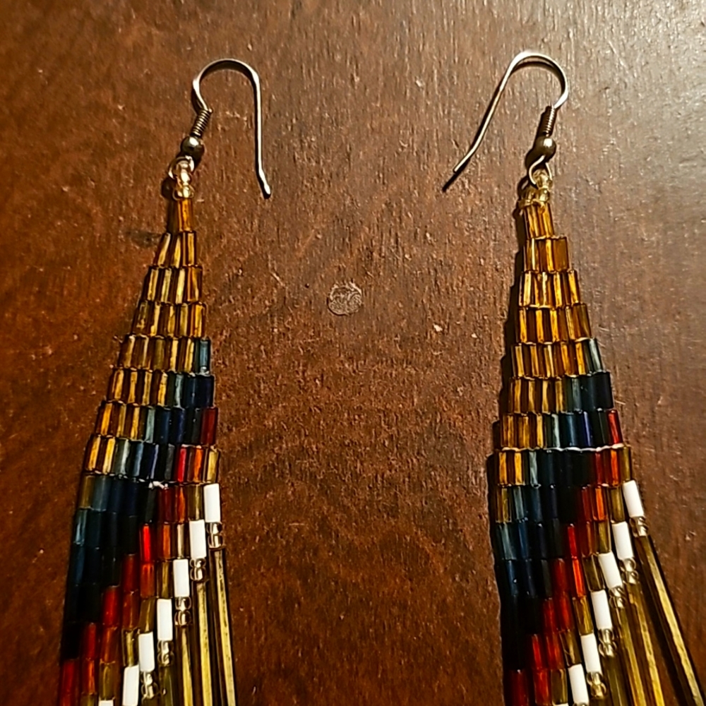 Owl Beaded Earrings in Boho Style, Aesthetic Bird Earrings, Pierce - Picture 5 of 5